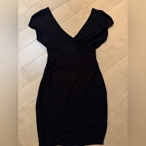 Tart Black Wrap-Front V-Neck Dress